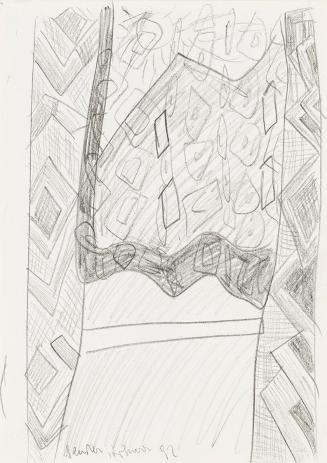 Kurt Hüpfner, Fenster, 1992, Bleistift auf Papier, kaschiert auf Karton, 29,7 × 21 cm, Privatbe ...