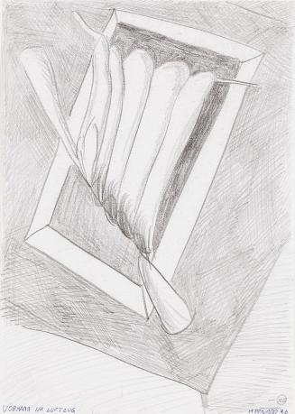Kurt Hüpfner, Vorhang im Luftzug, 1990, Bleistift auf Papier, kaschiert auf Karton, 29,7 × 21 c ...
