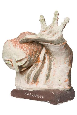 Kurt Hüpfner, Kassandra, 1997, Terrakotta, Engobe, Gips, Pigmentfarbe, Öl, 26 × 17 × 11 cm, Pri ...