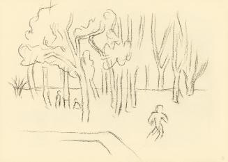 Alfred Wickenburg, Personen in einem Park, 1945/1950, Kohle auf Papier, 21 × 29,5 cm, Belvedere ...