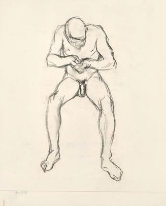 Alfred Wickenburg, Männliche Aktstudie, 1909/1911, Kohle auf Papier, Blattmaße: 56,1 x 45,3 cm, ...