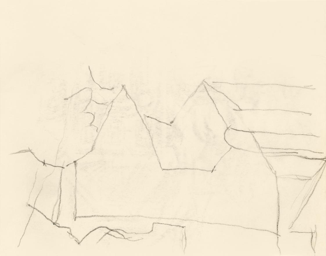 Alfred Wickenburg, Architekturskizze, um 1950, Bleistift auf Transparentpapier, Blattmaße: 15 × ...