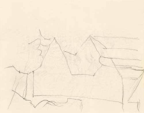 Alfred Wickenburg, Architekturskizze, um 1950, Bleistift auf Transparentpapier, Blattmaße: 15 × ...