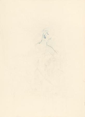 Alfred Wickenburg, Unvollendete Skizze einer menschlichen Figur, um 1960, Blauer Kugelschreiber ...