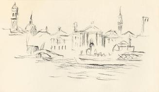 Alfred Wickenburg, Gebäude an einem Kanal in Venedig, 1955/1960, Kohle auf Papier, Blattmaße: 1 ...