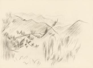 Alfred Wickenburg, Hügellandschaft, 1955/1960, Bleistift auf Papier, Blattmaße: 14,8 × 20,7 cm, ...