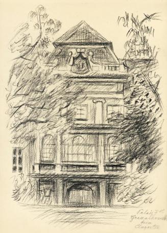 Alfred Wickenburg, Palais Grassalkovich in Wien, 1942, Kohle und Bleistift auf Papier, Blattmaß ...