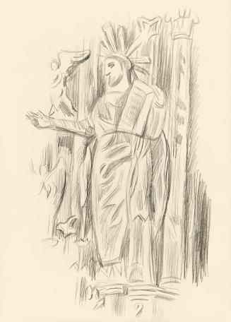 Alfred Wickenburg, Figur eines Heiligen, um 1945, Bleistift auf Papier, Blattmaße: 29,5 × 21 cm ...