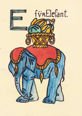 Alfred Wickenburg, Rococo Alphabet: Buchstabe E, 1919, Aquarell auf Papier, Blattmaße: 25,5 × 1 ...
