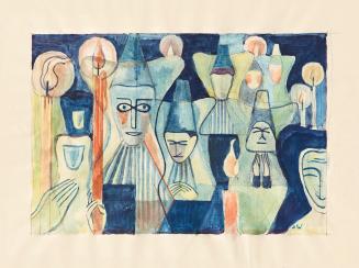 Alfred Wickenburg, Prozession, um 1950, Aquarell über Bleistift auf Papier, Blattmaße: 33,3 × 4 ...