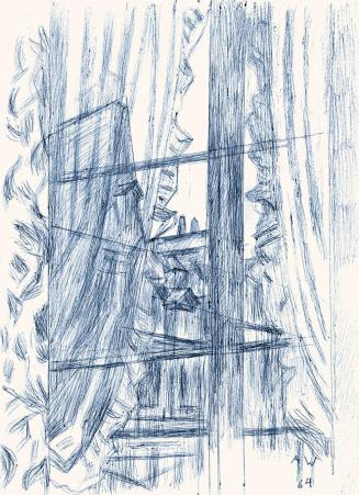 Alfred Wickenburg, Hotelfenster Paris, 1964, Blauer Kugelschreiber auf Papier, Blattmaße: 37 ×  ...