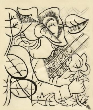 Alfred Wickenburg, Gärtner mit Blättern, um 1945, Tusche auf Transparentpapier, Blattmaße: 21 × ...