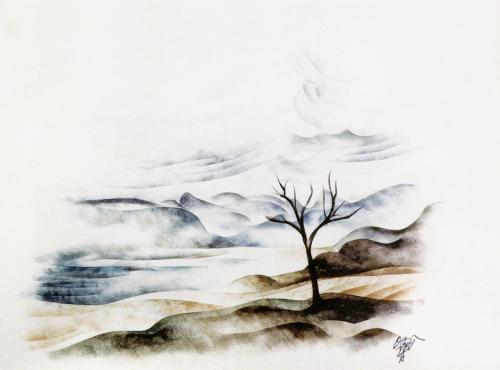 Otto Rudolf Schatz, Landschaft, 1928, Öl auf Karton, 49,3 × 65,6 cm, Privatbesitz