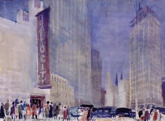 Otto Rudolf Schatz, 48th Street mit Rockefeller Center / Radio City, 1936 / 1937, Aquarell auf  ...