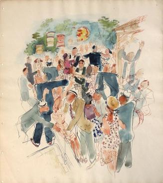 Otto Rudolf Schatz, Tanzcafé in Prag, 1944, Aquarell auf Papier, 40,5 × 37 cm, Privatbesitz Wie ...