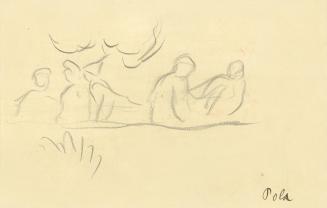 Alfred Wickenburg, Fünf sitzende Personen, Pola, 1920/1923, Graphit auf Papier, Blattmaße: 15,2 ...