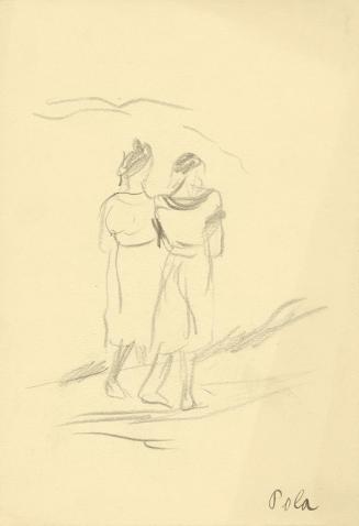 Alfred Wickenburg, Zwei Frauen in Rückenansicht, Pola, 1920/1923, Graphit auf Papier, Blattmaße ...