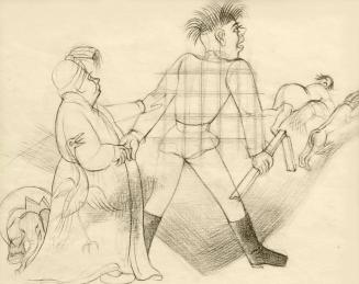 Alfred Wickenburg, Illustration, um 1948, Kohle auf Papier, Blattmaße: 26 × 31,4 cm, Privatbesi ...