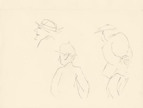 Alfred Wickenburg, Personenstudie, um 1945, Bleistift auf Papier, Blattmaße: 24 × 31,4 cm, Priv ...