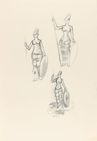 Alfred Wickenburg, Minerva, 1944, Bleistift auf Papier, Blattmaße: 31,8 × 22,5 cm, Privatbesitz