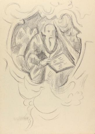 Alfred Wickenburg, Darstellung eines Mannes mit Schriftstück, um 1950, Bleistift auf Papier, Bl ...