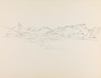 Alfred Wickenburg, Stadt an einem Gewässer, um 1961, Bleistift auf Papier, Blattmaße: 24 × 30,5 ...