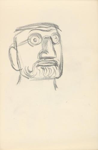 Alfred Wickenburg, Maske, um 1945, Graphit auf Papier, Blattmaße: 23,7 × 15,5 cm, Privatbesitz