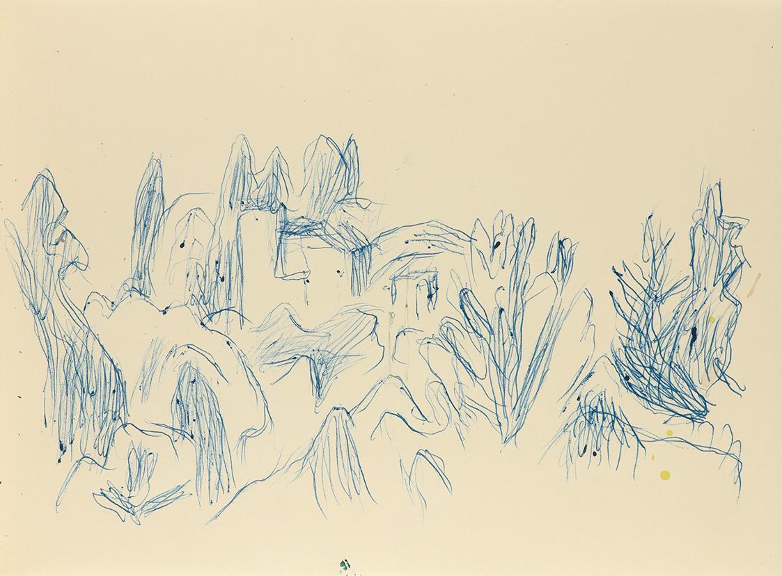 Alfred Wickenburg, Villa Materna, um 1955, Blauer Kugelschreiber auf Papier, Blattmaße: 21 × 28 ...