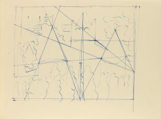 Alfred Wickenburg, Kompositionsstudie zu dem Gemälde "Meersburg", um 1955, Blauer Kugelschreibe ...