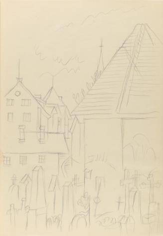 Alfred Wickenburg, Friedhof in einer Stadt, 1941, Bleistift auf Papier, Blattmaße: 29,7 × 20,7  ...