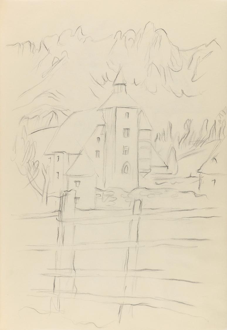 Alfred Wickenburg, Schloss Münichau, 1941, Bleistift auf Papier, Blattmaße: 29,7 × 20,7 cm, Pri ...