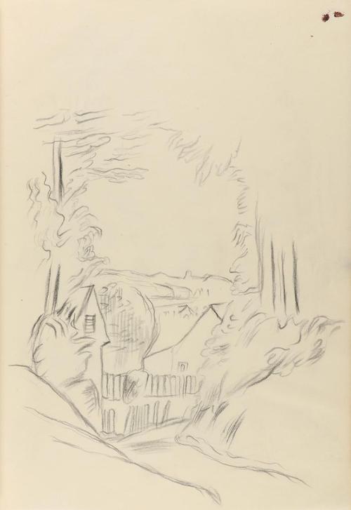 Alfred Wickenburg, Waldweg zu Häusern, 1941, Bleistift auf Papier, Blattmaße: 29,7 × 20,7 cm, P ...