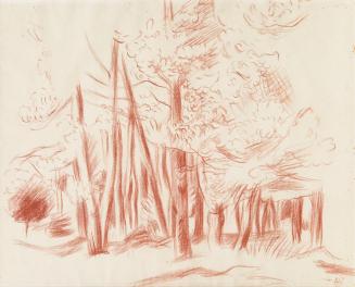 Alfred Wickenburg, Wald, 1938/1942, Rötel auf Papier, Privatbesitz