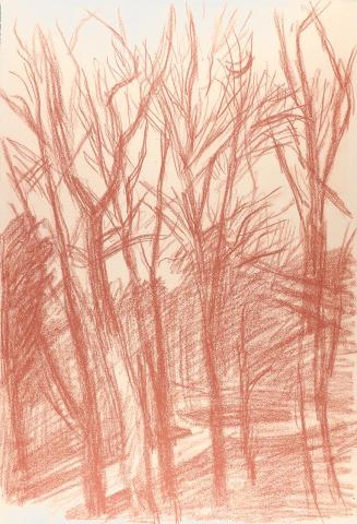 Alfred Wickenburg, Bäume und Straße, 1938/1942, Rötel auf Papier, Lichte Maße: 56,9 × 38 cm, Le ...