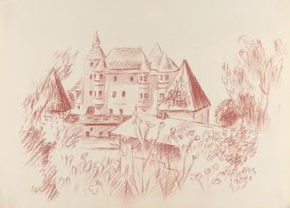 Alfred Wickenburg, Burg, 1938/1942, Rötel auf Papier, Blattmaße: 23,3 × 32,3 cm, Leihgabe aus P ...