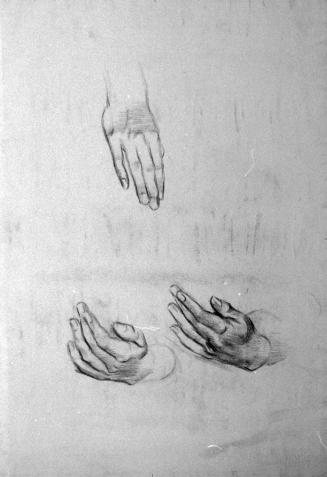 Alfred Wickenburg, Handstudien, 1940/1945, Rötel auf Papier, 47,5 × 65,5 cm, Verbleib unbekannt