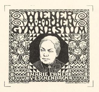 Koloman Moser, Probedruck Vignette "Wiener Mädchen Gymnasium", 1910, Farblithografie, Blattmaße ...