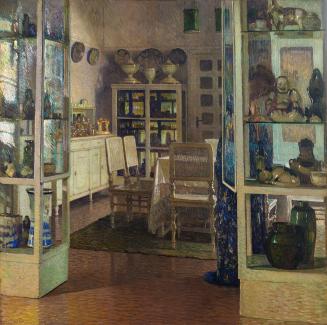 Carl Moll, Interieur in Döbling, 1908, Öl auf Leinwand, 100 x 100 cm, Privatbesitz, courtesy Ga ...