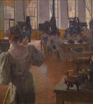 Carl Moll, In der Kaffeemittelfabrik, 1900, Öl auf Leinwand, 95,5 × 85,3 cm, Wien Museum MUSA,  ...