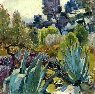Carl Moll, Hausgarten in der Provence, 1933, Öl auf Holz, 35 x 35 cm, Privatbesitz