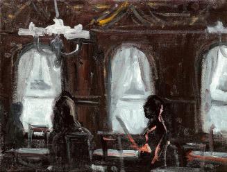 Georg Eisler, Café Sperl, undatiert, Öl auf Leinwand auf Karton, 27 × 35 cm, Verbleib unbekannt