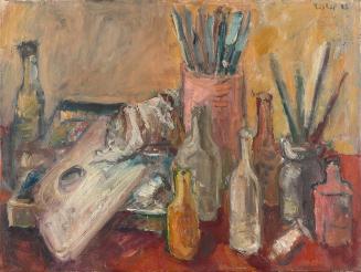 Georg Eisler, Atelierstillleben, 1963, Öl auf Leinwand, 60 × 80 cm, Georg und Alice Eisler - Fo ...