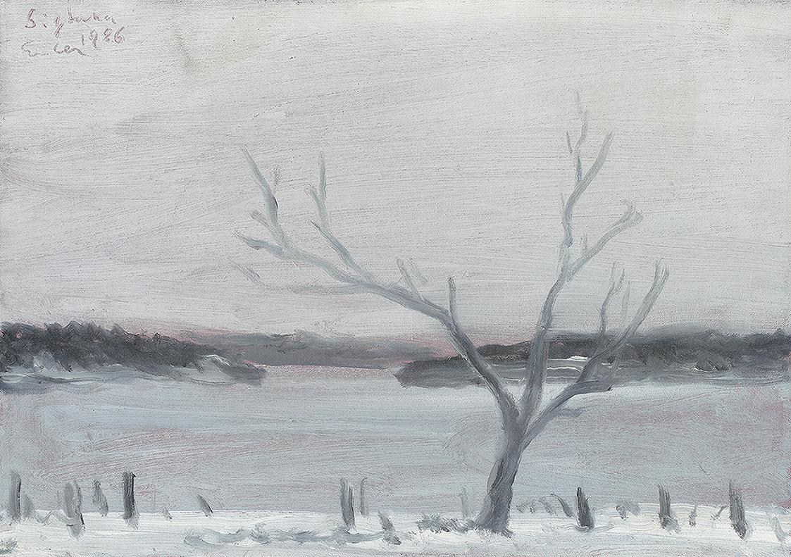 Georg Eisler, Sigtuna, 1986, Öl auf Leinwand, 25 × 35,5 cm, Georg und Alice Eisler – Fonds für  ...