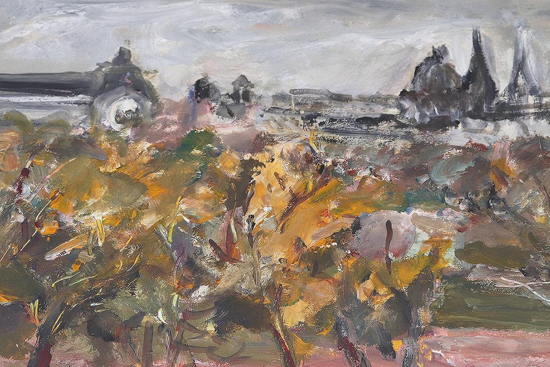 Georg Eisler, Tuilerien, Herbst, 1988, Öl auf Karton, Lichte Maße: 25 × 31 cm, Unbekannter Priv ...