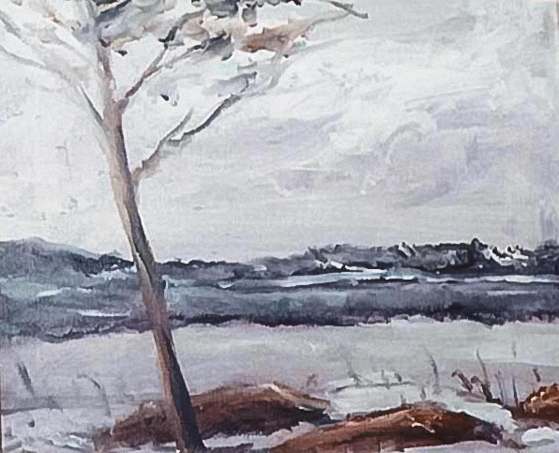 Georg Eisler, Landschaft in Schweden, 1985, Öl auf Leinwand, 24 × 30 cm, Verbleib unbekannt