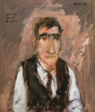 Georg Eisler, Lederer spielt Kafka, 1997, Öl auf Leinwand, 70 × 60 cm, Verbleib unbekannt