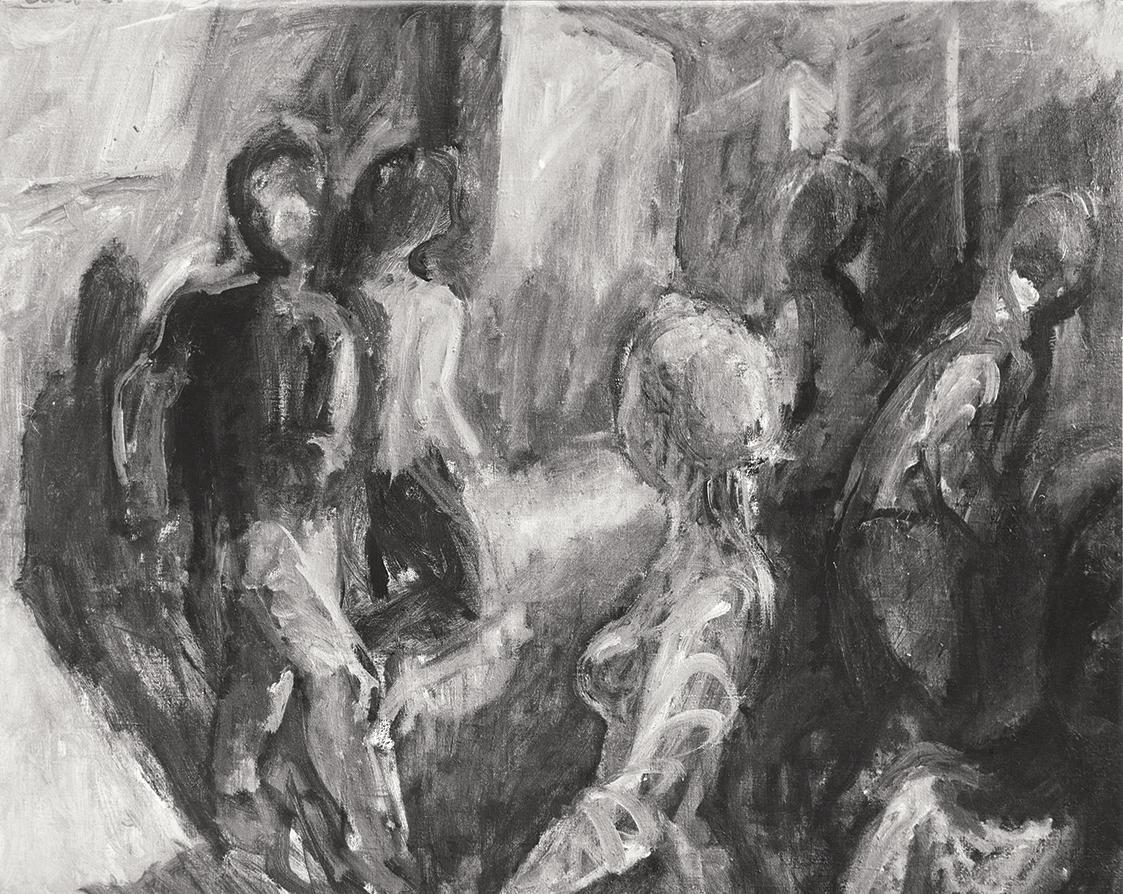 Georg Eisler, Straßenszene, 1964, Öl auf Leinwand, 65 × 80 cm, Verbleib unbekannt