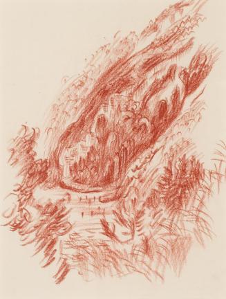 Alfred Wickenburg, Bewaldeter Hang, 1938/1942, Rötel auf Papier, Blattmaße: 25,5 x 19,5 cm, Lei ...