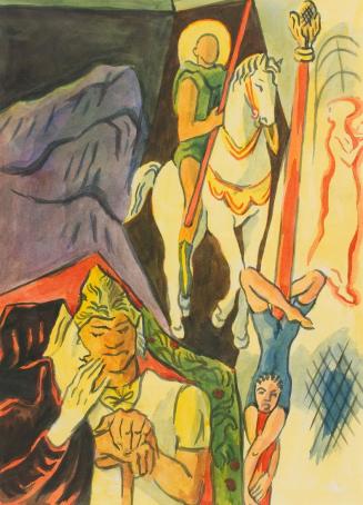 Alfred Wickenburg, Figuren, 1945/1949, Aquarell auf Papier, Blattmaße: 27,5 x 20 cm, Leihgabe a ...
