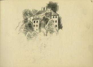 Alfred Wickenburg, Haus zwischen Bäumen, 1945/1950, Kohle auf Papier, 15 × 20,7 cm, Belvedere,  ...